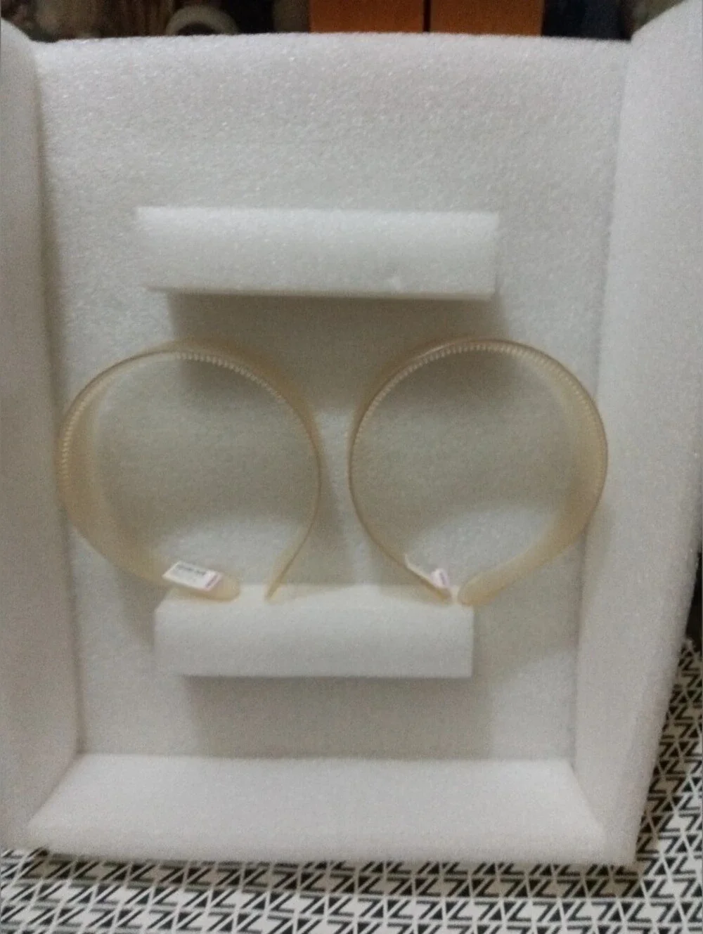 Set of Four Plastic Headbands in Black and Nude - New